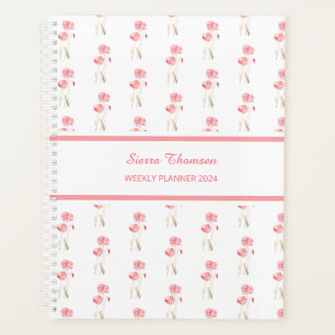 Watercolour Pink Poppies Floral Weekly Planner
