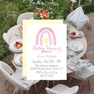 Watercolour pink rainbow Girl Baby Shower Invitat Invitation