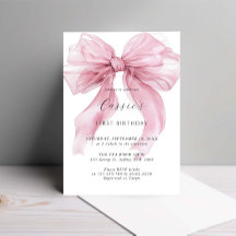 Watercolour Pink Ribbon Bow First birthday