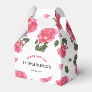 Watercolour Pink Rose Shabby Chic Design Favour Box