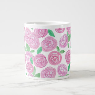 Watercolour , pink roses large coffee mug
