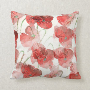 Watercolour Poppies Cushion