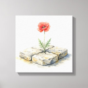 Watercolour Poppy Wherever Life Plants You Canvas Print