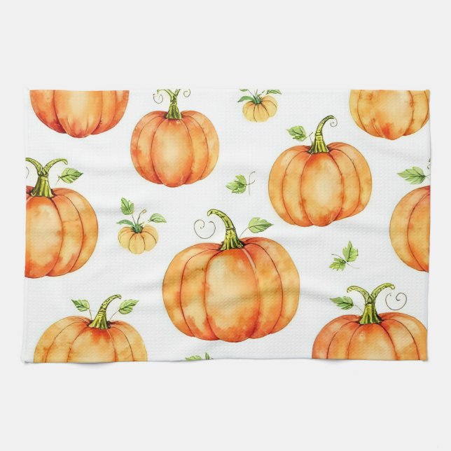Watercolour Pumpkins Tea Towel (Horizontal)