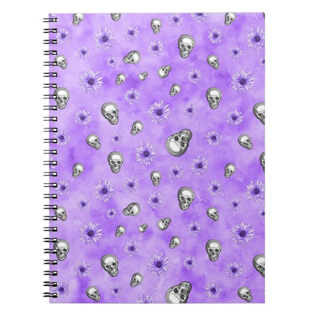 Watercolour Purple Floral Skull Note book (Front)
