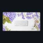 Watercolour Purple Hydrangeas Floral Personalised Desk Mat<br><div class="desc">Add a floral accent to your workspace with this watercolor desk mat. It features watercolor white anemone,  purple hydrangea and baby's breath. Personalise by adding your details. This hydrangea desk mat is perfect as a gift.</div>