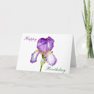 Watercolour Purple Iris Birthday Folded Card
