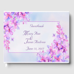 Watercolour Purple Lilac Flower Guestbook