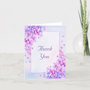 Watercolour Purple Lilac Flower Thank You Card