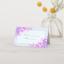 Watercolour Purple Lilac Wedding Place Card