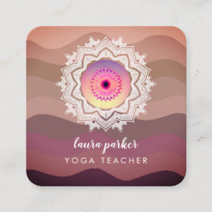 Watercolour Purple Mandala Meditation Yoga Boho   Square Business Card