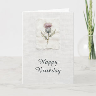 Watercolour Purple Thistle Scottish Birthday Card