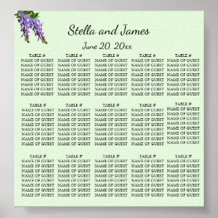 Watercolour Purple Wisteria Seating Plan Poster