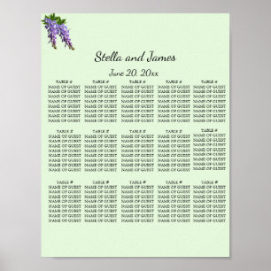 Watercolour Purple Wisteria Seating Plan Poster