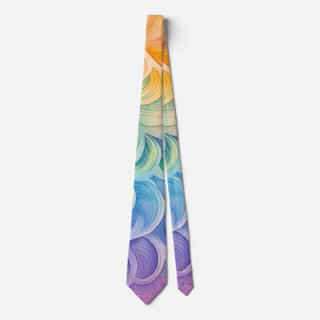 Watercolour Rainbow Art Tie (Front)