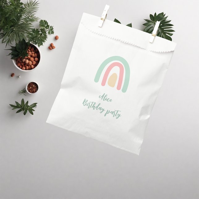 Watercolour rainbow minty yellow  Birthday Party Favour Bags (Creator Uploaded)