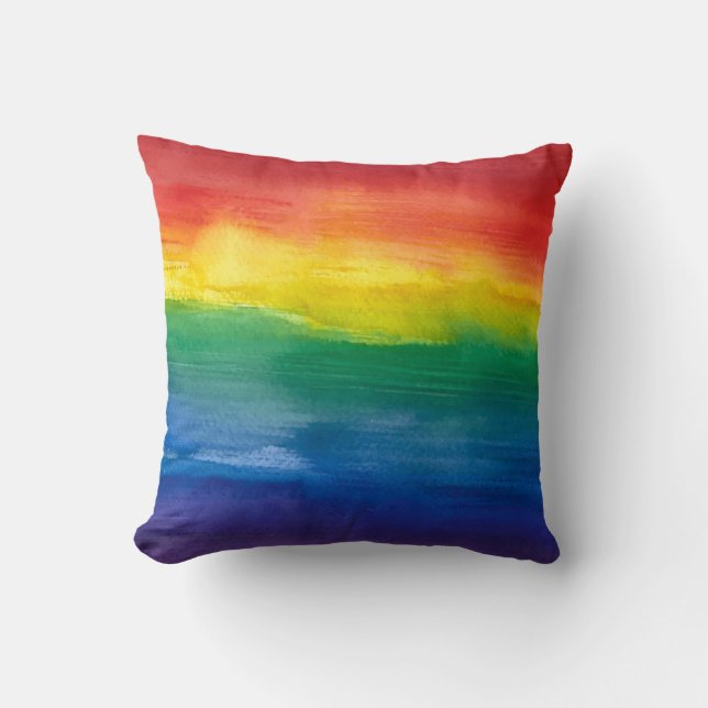 Watercolour Rainbow Throw Cushion (Front)