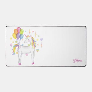 Watercolour Rainbow Unicorn Personalised Desk Mat