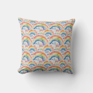 Watercolour Rainbows and Clouds Cushion