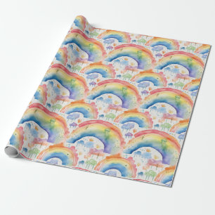 Watercolour Rainbows and Clouds  Wrapping Paper