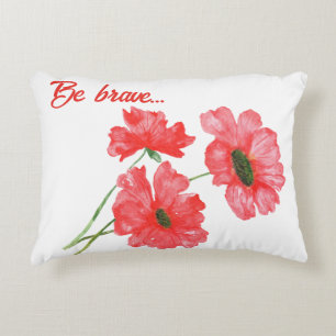 Watercolour Red poppy wildflowers bouquet Decorative Cushion