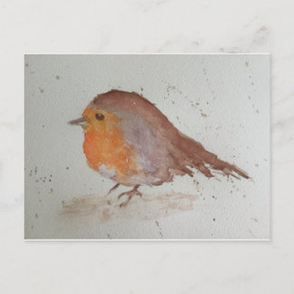 Watercolour Robin Postcard