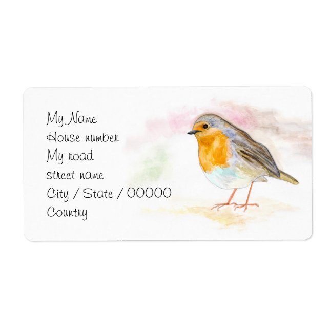 Watercolour Robin - Return Address Labels (Front)