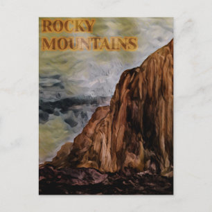 Watercolour Rocky Mountains Painting Postcard