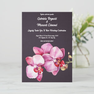 Watercolour Romantic Orchids Floral Wedding Invitation