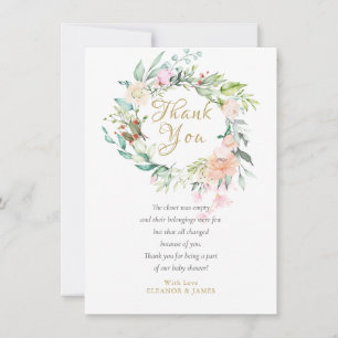 Watercolour Rose Floral Baby Shower Thank You Poem