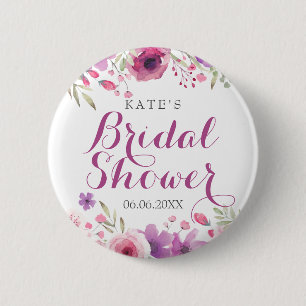 Watercolour Roses Bridal Shower 6 Cm Round Badge