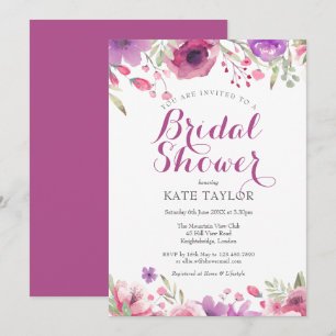 Watercolour Roses Floral Bridal Shower Invitation