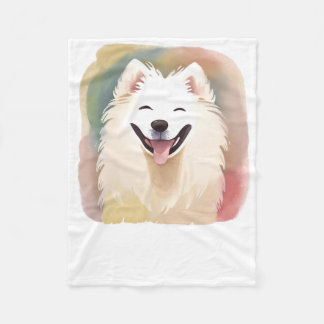 Watercolour Samoyed Dog Sticker1  Fleece Blanket
