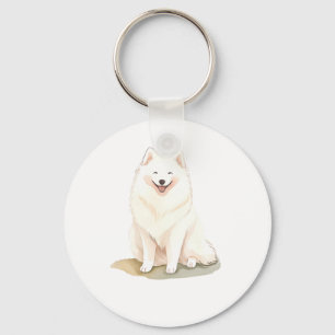 Watercolour Samoyed Dog Sticker3 Key Ring