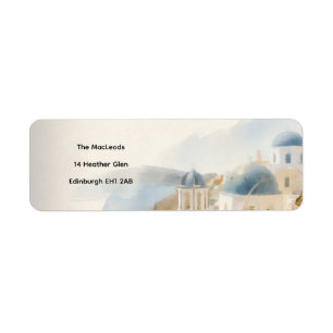 Watercolour Santorini Return Address Label