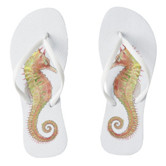 Watercolour Sea Horse Flip Flops