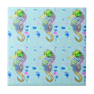 Watercolour Seahorse Tile