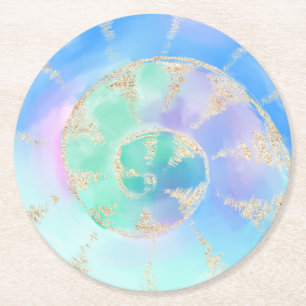 Watercolour seashell round paper coaster