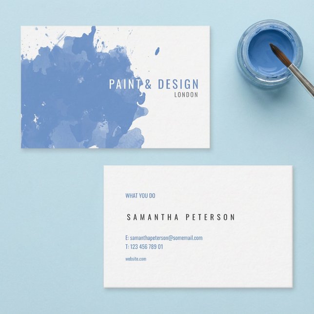Watercolour splash effect business card (Watercolour blue paint splash effect business card.)
