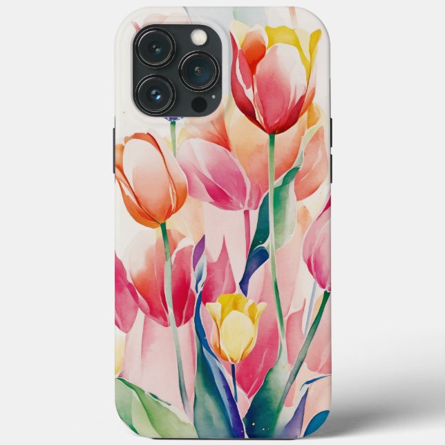 Watercolour style tulips phone case   (Back)