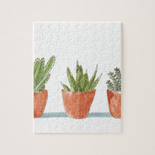 Watercolour Succulent Cactus Plant Jigsaw Puzzle