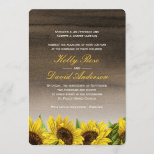 Watercolour Sunflower Wedding Invitation