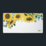 Watercolour Sunflowers and Eulcayptus Leaves Desk Mat<br><div class="desc">Add a floral accent to your workspace with this watercolor desk mat. It features watercolor sunflowers and eucalyptus leaves. Personalise by adding your details. This sunflower desk mat is perfect as a gift.</div>