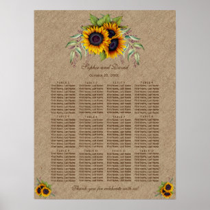 Watercolour Sunflowers Burla Wedding Seating Chart