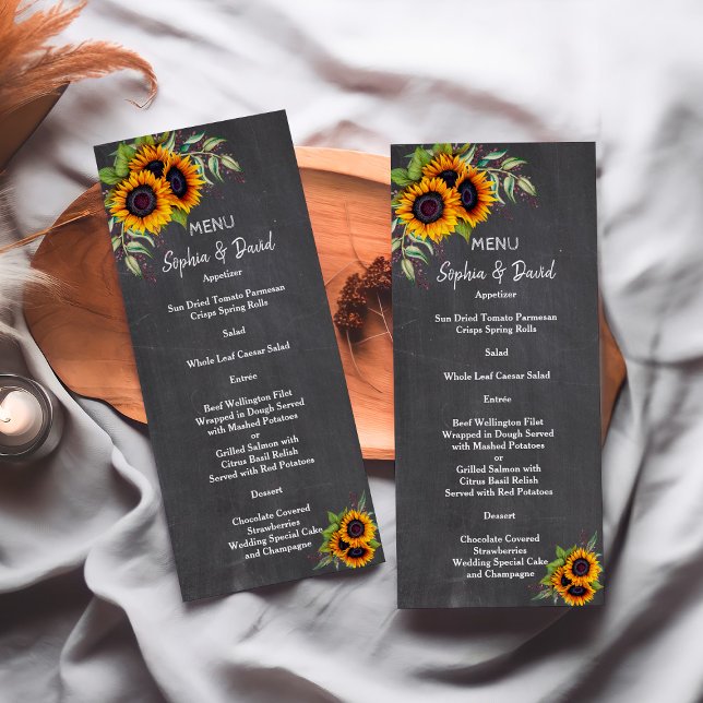 Watercolour Sunflowers Chalkboard Wedding Menu (Creator Uploaded)