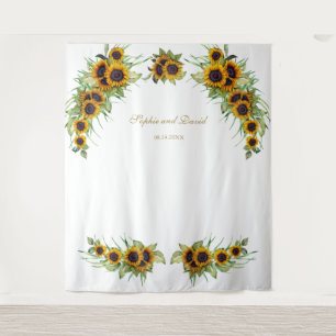 Watercolour Sunflowers Wedding Photo Booth Tapestry