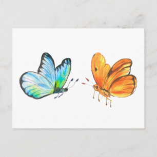 Watercolour Sunset and Ocean butterflies Postcard