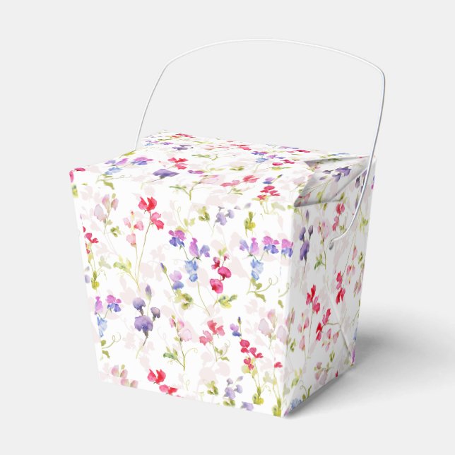 Watercolour Sweet Peas pretty floral  Favour Box (Front Side)