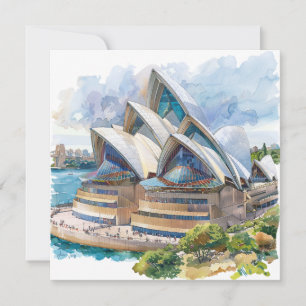 Watercolour Sydney Opera House Aussie Holiday Card