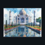 Watercolour Taj Mahal India Landmark Postcard<br><div class="desc">A watercolour Taj Mahal art piece. The famous landmark in India for travel enthusiasts who love to see the wonders of the world.</div>